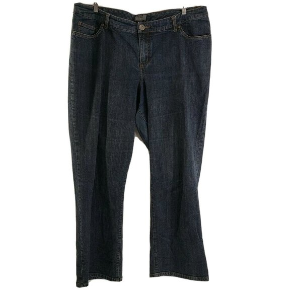 Venezia Womens Straight Leg Jeans Blue Stretch Dark Wash Faded Denim Plus 40x31 - Picture 1 of 10